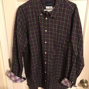 Purple and green cotton button down